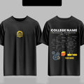Polo negro para Ingeniero Mecánico con diseño de planos mecánicos, engranajes y herramientas. Camiseta personalizada para Mechanical Engineering con nombre y universidad.